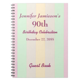 90thバースデーパーティーゲストブックパステルストライプ ノートブック