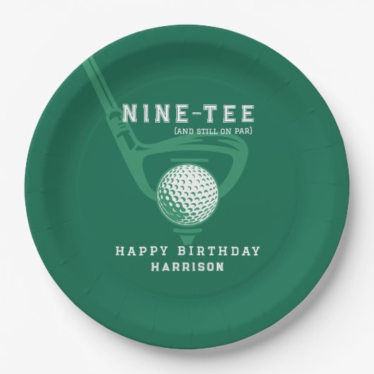 90thバースデーパーティーゴルフテーマ名モダングリーン ペーパープレート (正面)