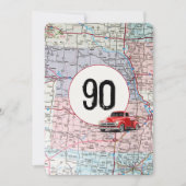 90thバースデーパーティードレッドレトロトラック 招待状 (正面)