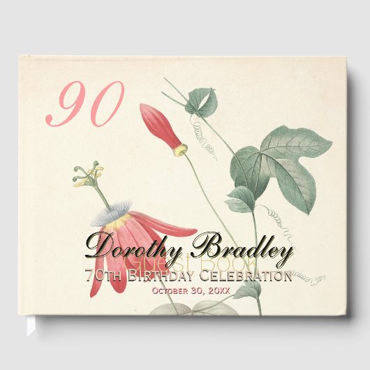 90thバースデーパーティーパッシフローラカスタムゲストブック ゲストブック (正面)