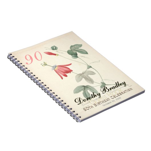 90thバースデーパーティーパッシフローラカスタムゲストブック ノートブック (右側)