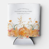 90thバースデーパーティーパンプキンワイルドフラワーカスタム 缶クーラー (正面)