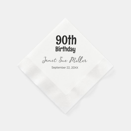 90thバースデーパーティー紙ナプキンス 縁ありカクテルナプキン (角)
