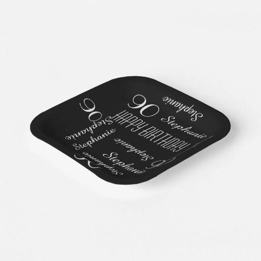 90thバースデーパーティー繰り返しネームスクエア ペーパープレート (傾斜あり)