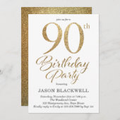 90thバースデーパーティー金ゴールド招待状 招待状 (正面/裏面)