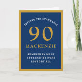 90thパーソナライズされた誕生日ファーザーブルー金ゴールドシック カード (正面)