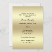 90thフォトバースデーパーティーバラ金ゴールド招待状 招待状 (裏面)