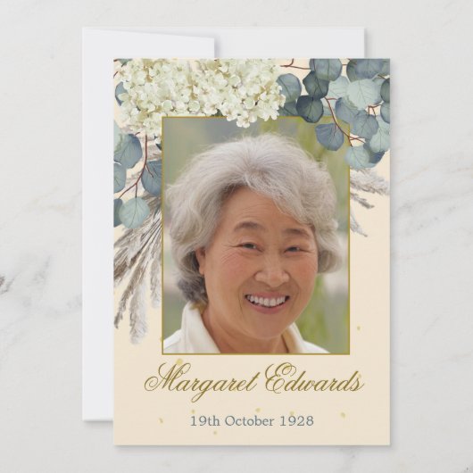 90thフローラクリーエレガントム金ゴールドフォト誕生日 招待状 (裏面)