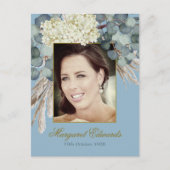 90thフローラブルー金ゴールドエレガントフォト誕生日 ポストカード (正面)