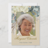 90thフローラルシックエレガント金ゴールドフォト誕生日 招待状 (裏面)