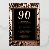 90thブラックバラ金ゴールド写真オンバックカスタムテンプレート 箔招待状 (正面)