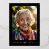 90thブラックバラ金ゴールド写真オンバックカスタムテンプレート 箔招待状 (裏面)