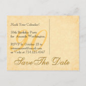 90th日付の保存誕生日金ゴールドブラックレース 案内ポストカード (裏面)