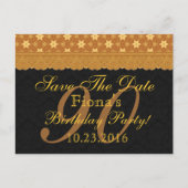90th日付の保存誕生日金ゴールドブラックレース 案内ポストカード (正面)