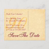 90th日付を保存誕生日ブルゴーニュ金ゴールドレース003 案内ポストカード (裏面)