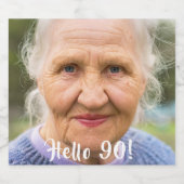 90th誕生日の写真hello 90 スパークリングワインラベル (シングルラベル)
