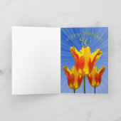 90th誕生日カード、チューリップ満杯の太陽 カード (内部)