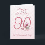 90th誕生日カード – ピンクローズ – 非常に特別な カード<br><div class="desc">90th誕生日カード – ピンクのバラ – 非常に特別な女性に</div>