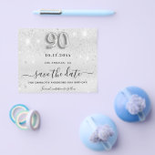 90th誕生日シルバーグリッター予算の日付を保存 チラシ (シングル)