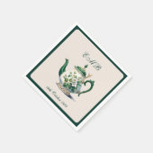 90th誕生日ティーパーティーグリーンリージェンシー誕生日 スタンダードカクテルナプキン (角)