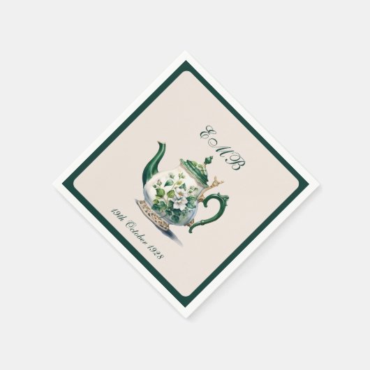 90th誕生日ティーパーティーグリーンリージェンシー誕生日 スタンダードカクテルナプキン (角)