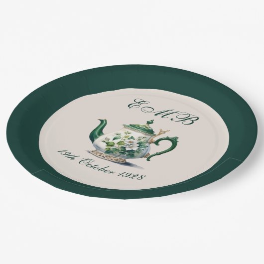 90th誕生日ティーパーティーグリーンリージェンシー誕生日 ペーパープレート (アングル)