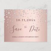 90th誕生日バラ金ゴールドダイヤモンドは日付を保存 ポストカード (正面)