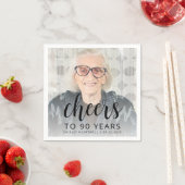 90th誕生日パーティフォトブラックスクリプト応援 スタンダードカクテルナプキン (インサイチュ)