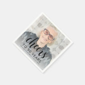 90th誕生日パーティフォトブラックスクリプト応援 スタンダードカクテルナプキン (角)