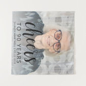 90th誕生日パーティフォトブラックスクリプト応援 タペストリー (正面(横))