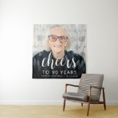 90th誕生日パーティフォトホワイトスクリプト応援 タペストリー (インサイチュ)