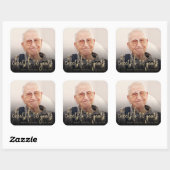 90th誕生日パーティフォト応援金ゴールドスクリプト スクエアシール (シート)