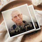 90th誕生日パーティフォト応援金ゴールドスクリプト スタンダードカクテルナプキン