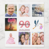 90th誕生日パーティーの写真コラージュ名 ワインラベル (シングルラベル)