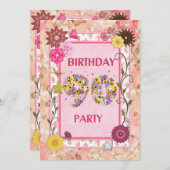 90th誕生日パーティーへの招待フローラ枠 招待状 (正面/裏面)