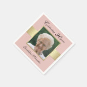 90th誕生日パーティーバラ金ゴールド写真 スタンダードカクテルナプキン (角)