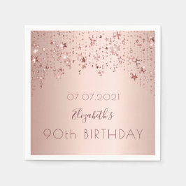 90th誕生日パーティーピンクローズ金ゴールド スタンダードカクテルナプキン