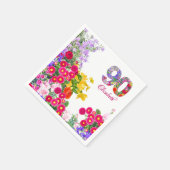 90th誕生日パーティーフローラモダン花90年 スタンダードカクテルナプキン (角)