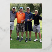 90th誕生日パーティーブルー金ゴールドフォイルフォトビール 箔招待状 (裏面)