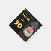 90th誕生日パーティー写真金ゴールドバルーン黒 スタンダードカクテルナプキン (角)