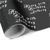 90th誕生日パーティー名ブラックパターモダンン ラッピングペーパー (ロールコーナー)