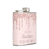 90th誕生日パーティー赤面バラ金ゴールドグリッタードライブ フラスク (右)