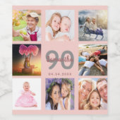 90th誕生日パーティー赤面バラ金ゴールド名写真 ワインラベル (シングルラベル)