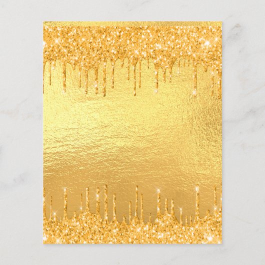 90th誕生日パーティー金ゴールドグリッター予算の招待 チラシ (裏面)