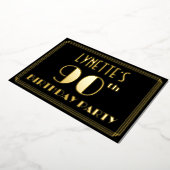 90th誕生日パーティー：アールデコを見る"90"，名前と 箔招待状 (回転した状態)