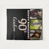 90th誕生日パーティー、バラ金ゴールドグリッター&3枚 タペストリー (正面(横))