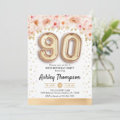 90th誕生日パーティー – 金ゴールドバルーン 招待状 (スタンド正面)