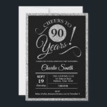 90th誕生日パーティー – Silver Black ANY AGE 招待状<br><div class="desc">90th誕生日パーティーの招待男性へまたは女性。レトロな招待状スクリプトフォントスタイリッシュを搭載した白黒タイポグラフィカード。応援90年！任意のカスタマイズ年齢にすることができる。</div>