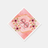 90th誕生日パーティーcoral金ゴールドダリア花 スタンダードカクテルナプキン (角)