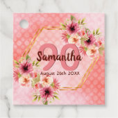 90th誕生日パーティーcoral金ゴールド花ありがとう フェイバータグ (正面)